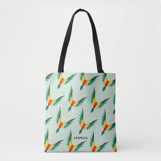 Modernes tropisches Vogel-Muster-blaues Tasche (Vorderseite)