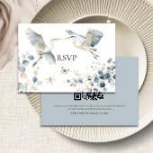 Modernes, trostloses Blue Herons QR Code Wedding RSVP Karte