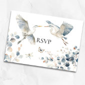 Modernes, trostloses Blue Herons QR Code Wedding RSVP Karte