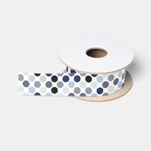 modernes Tupfenmustermonogramm des blauen Graus Satinband