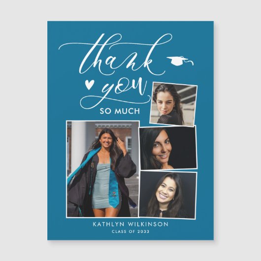 Modernes Türkis 4 Foto Abschluss Vielen Dank Magnetkarte (Vorderseite)