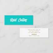 Modernes Türkis Blue Bold Script Mini Visitenkarte (Vorne/Hinten)