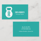 Modernes Türkis-Fitness Personal Trainer Monogramm Visitenkarte (Vorne/Hinten)