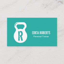 Modernes Türkis-Fitness Personal Trainer Monogramm Visitenkarte