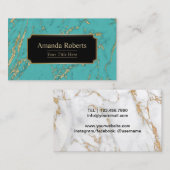 Modernes Türkis & Gold Marmor Elegant Visitenkarte (Vorne/Hinten)