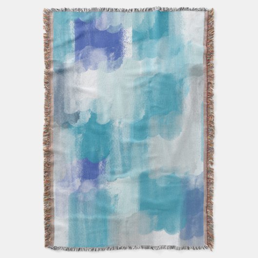 Modernes Türkis & Grau Wasserfarbe Abstrakt Art Decke (Vorderseite Vertikal)