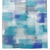 Modernes Türkis & Grau Wasserfarbe Abstrakt Art Duschvorhang (Vorderseite)