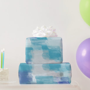 Modernes Türkis & Grau Wasserfarbe Abstrakt Art Geschenkpapier