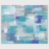 Modernes Türkis & Grau Wasserfarbe Abstrakt Art Geschenkpapier (Flach)