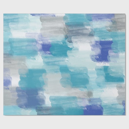 Modernes Türkis & Grau Wasserfarbe Abstrakt Art Geschenkpapier (Flach)