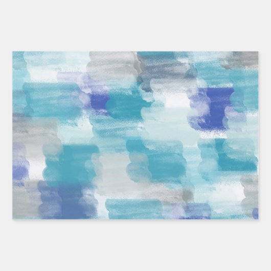Modernes Türkis & Grau Wasserfarbe Abstrakt Art Geschenkpapier Set (Vorderseite 2)