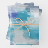 Modernes Türkis & Grau Wasserfarbe Abstrakt Art Geschenkpapier Set (Beispiel)