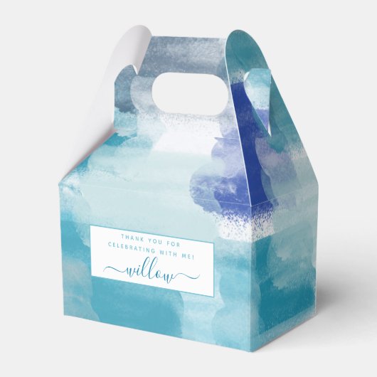 Modernes Türkis & Grau Wasserfarbe Abstrakt Art Geschenkschachtel (Vorderseite)