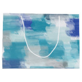 Modernes Türkis & Grau Wasserfarbe Abstrakt Art Große Geschenktüte (Rückseite)