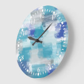 Modernes Türkis & Grau Wasserfarbe Abstrakt Art Große Wanduhr (Winkel)