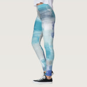 Modernes Türkis & Grau Wasserfarbe Abstrakt Art Leggings (Links)