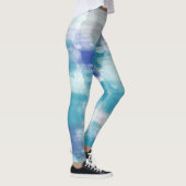 Modernes Türkis & Grau Wasserfarbe Abstrakt Art Leggings (Rechts)