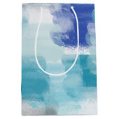 Modernes Türkis & Grau Wasserfarbe Abstrakt Art Mittlere Geschenktüte (Vorderseite)