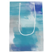 Modernes Türkis & Grau Wasserfarbe Abstrakt Art Mittlere Geschenktüte (Rückseite)