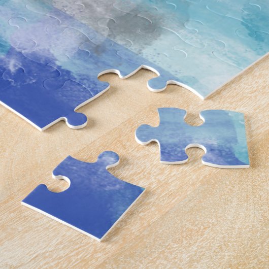 Modernes Türkis & Grau Wasserfarbe Abstrakt Art Puzzle (Seite)