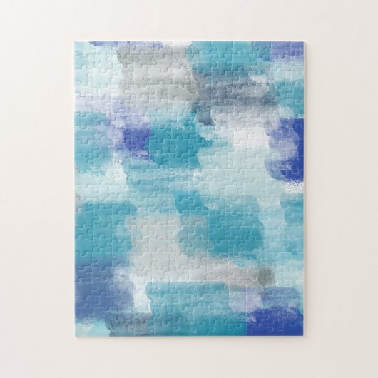 Modernes Türkis & Grau Wasserfarbe Abstrakt Art Puzzle (Vertikal)