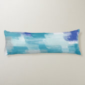 Modernes Türkis & Grau Wasserfarbe Abstrakt Art Seitenschläferkissen (Rückseite)