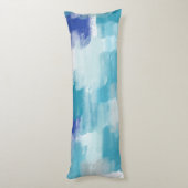 Modernes Türkis & Grau Wasserfarbe Abstrakt Art Seitenschläferkissen (Rückseite (Vertikal))