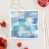 Modernes Türkis & Grau Wasserfarbe Abstrakt Art Serviette (Beispiel)