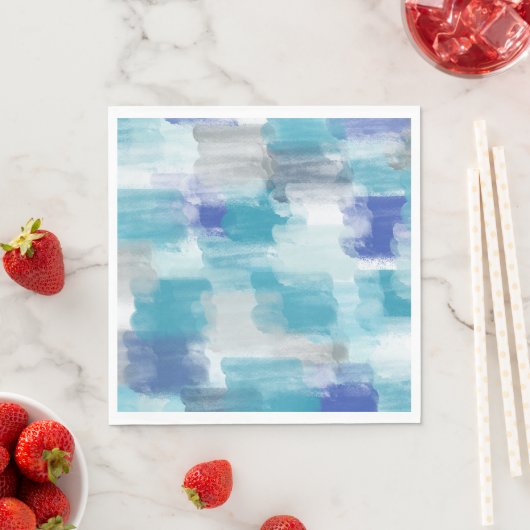 Modernes Türkis & Grau Wasserfarbe Abstrakt Art Serviette (Beispiel)