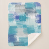 Modernes Türkis & Grau Wasserfarbe Abstrakt Art Sherpadecke (Vorderseite)