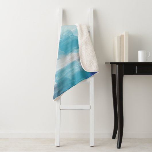 Modernes Türkis & Grau Wasserfarbe Abstrakt Art Sherpadecke (Beispiel)