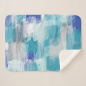 Modernes Türkis & Grau Wasserfarbe Abstrakt Art Sherpadecke (Vorderseite (Horizontal))
