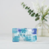 Modernes Türkis & Grau Wasserfarbe Abstrakt Art Visitenkarte (Stehend Vorderseite)