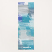 Modernes Türkis & Grau Wasserfarbe Abstrakt Art Yogamatte (Vorderseite)