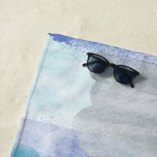 Modernes Türkis & Grauer Wasserfarben Strandtuch (Beispiel)