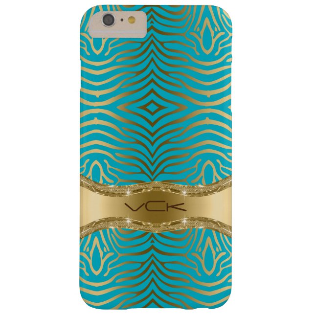 Modernes Türkis & Imitate Gold Zebra Streifen Must Case-Mate iPhone Hülle (Rückseite)