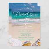 Modernes Türkis Ocean Beach Brautparty Einladung (Vorne/Hinten)