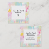 *~* modernes Türkis-Rosa-Gelb-abstrakter Pastell Quadratische Visitenkarte (Vorne/Hinten)