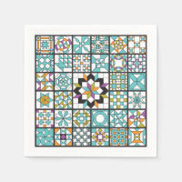 Modernes Türkis Sampler Quilt Napkins