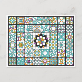 Modernes Türkis Sampler Quilt Postkarte