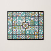 Modernes Türkis Sampler Quilt Puzzle (Horizontal)