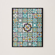 Modernes Türkis Sampler Quilt