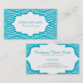 Modernes Türkis- und Weißzebramuster Visitenkarte (Vorne/Hinten)