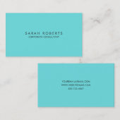 Modernes Türkisblau Minimalistisch Visitenkarte (Vorne/Hinten)