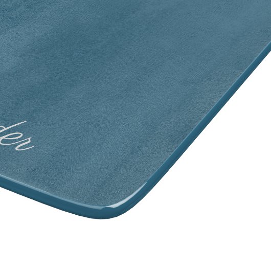 Modernes Türkisblau-Template, weißes Script Schneidebrett (Ecke)