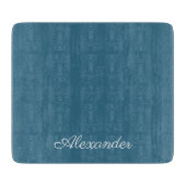 Modernes Türkisblau-Template, weißes Script Schneidebrett (Vorderseite)