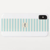 Modernes Türkisblau und Creme-Streifen Monogramm Case-Mate iPhone Hülle (Rückseite (Horizontal))