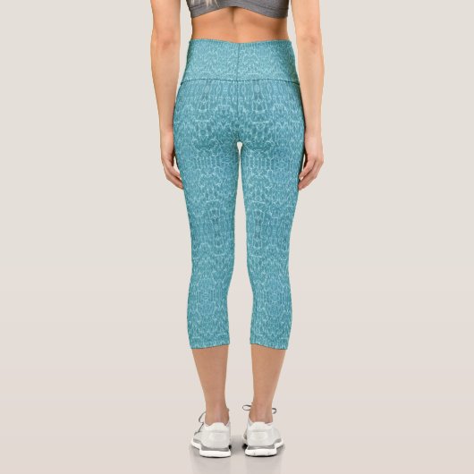 Modernes türkisfarbenes Aqua Abstraktes Muster Capri Leggings (Rückseite)