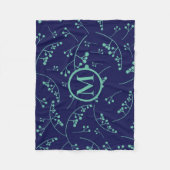 Modernes, türkisfarbenes aquamarines Beerenmuster Fleecedecke (Vorderseite)