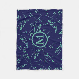 Modernes, türkisfarbenes aquamarines Beerenmuster Fleecedecke